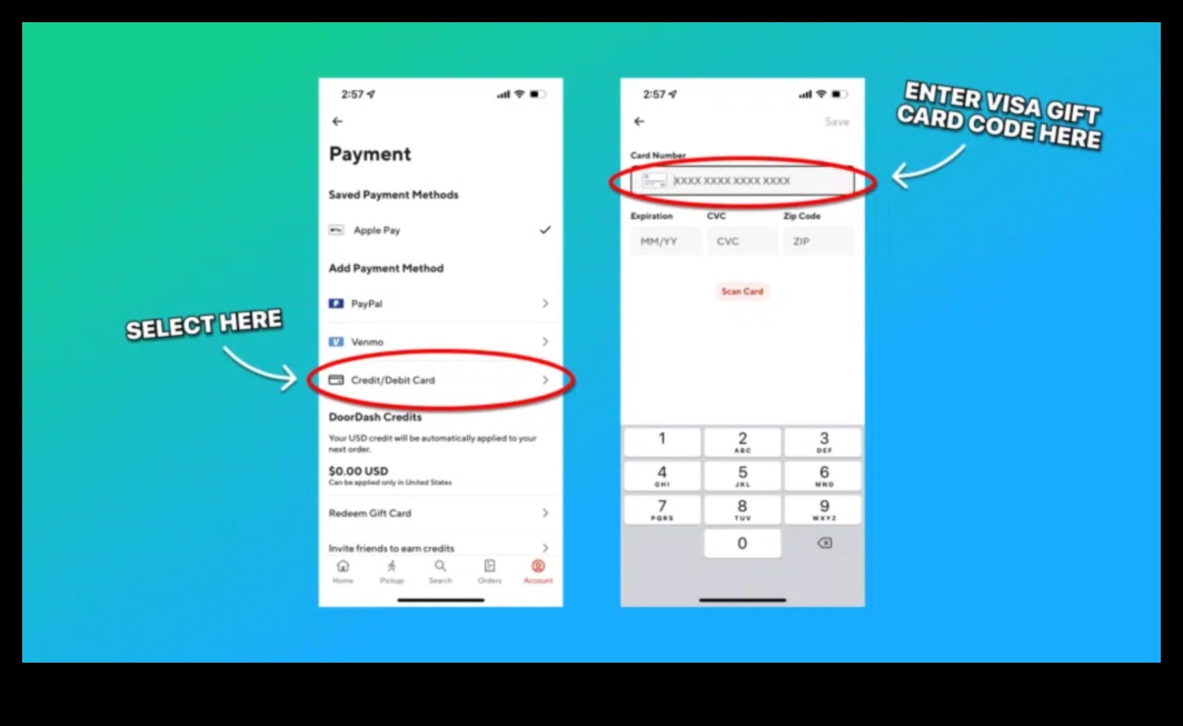 can you use a visa gift card on doordash